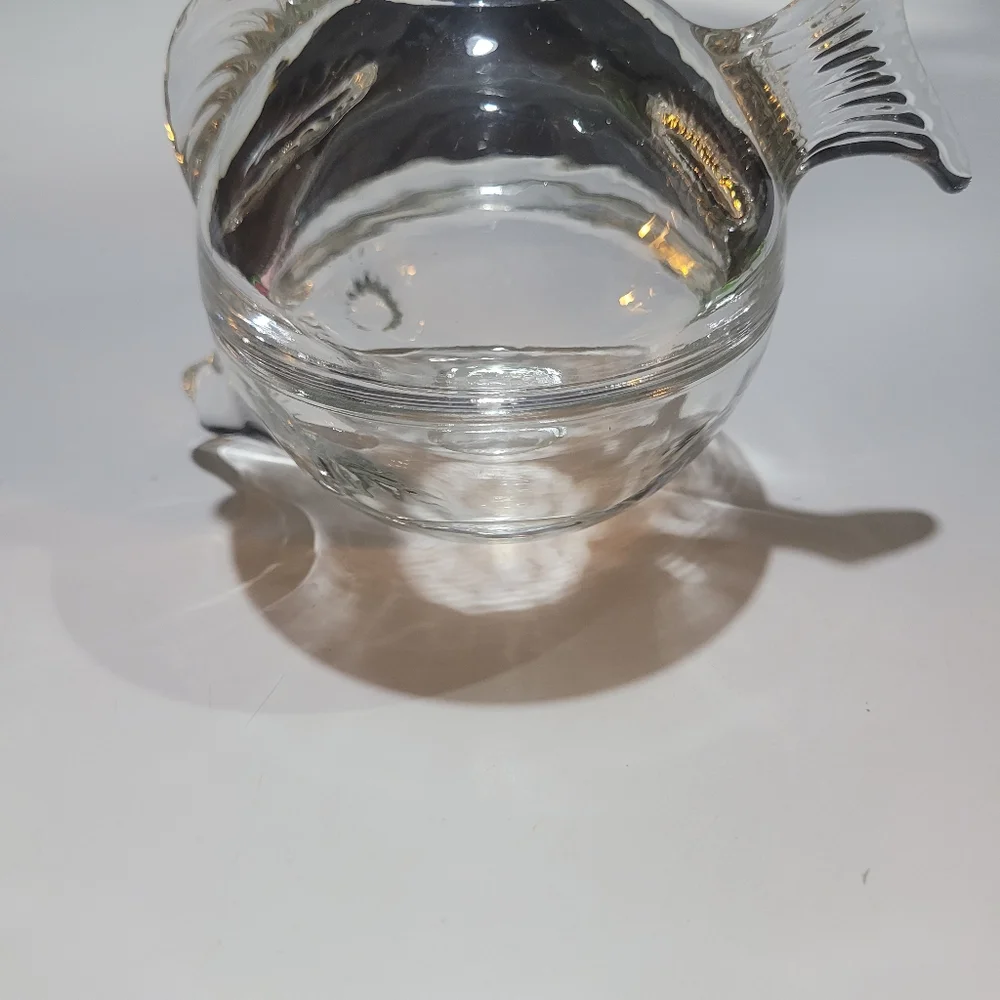 Anchor Hocking Vintage Clear Glass Blow Fish Trinket Bowl